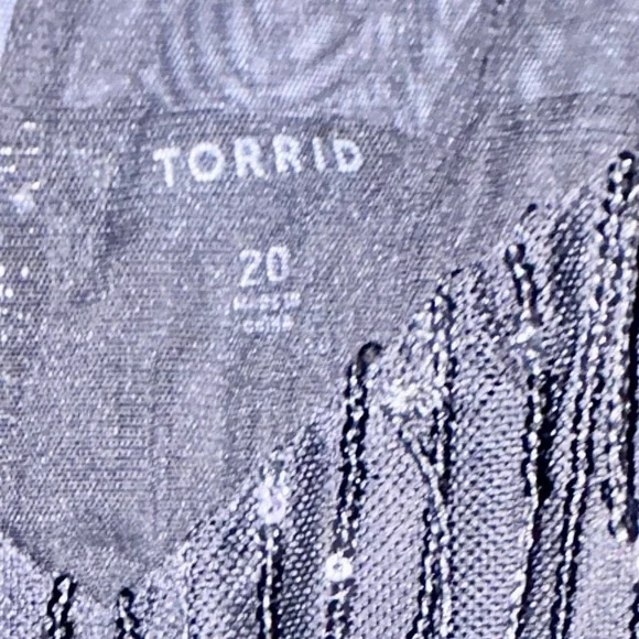 torrid Black Sequin Fringe Midi Dress with Sheer Yoke - Picture 2 of 7